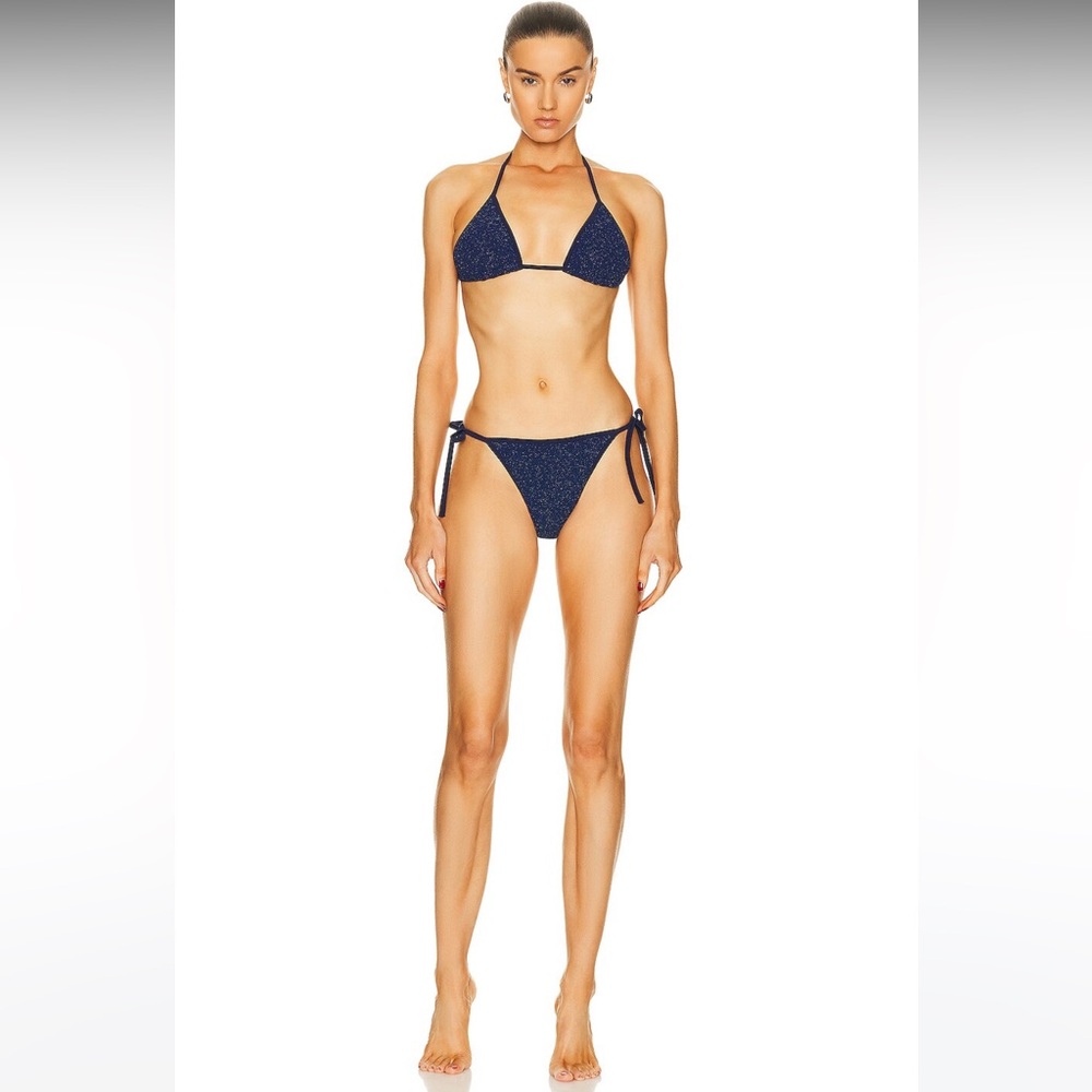 Hunza G Gina Lurex Bikini Navy/Silver